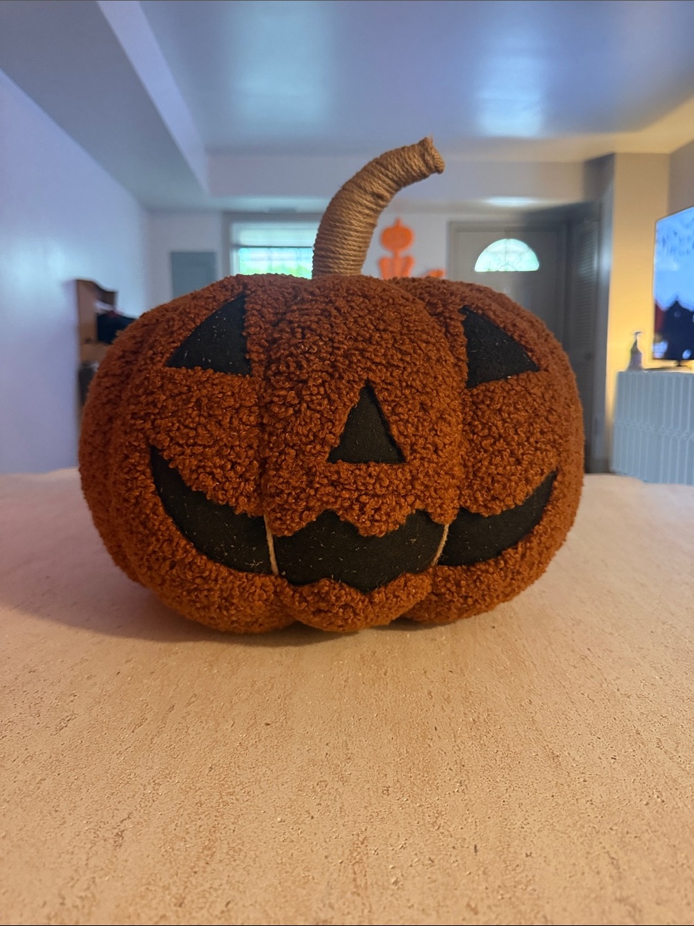 Autumn Harvest Plush Jack-O'-Lantern - Brown Halloween Pumpkin Decor
